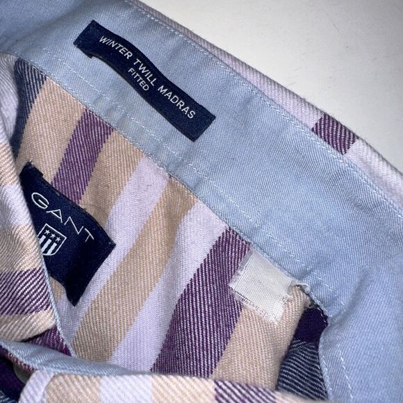 Gant Winter Twill Madras / Flannel Check Shirt XL 17/43-44 *TALL *Read Slim Fit - Picture 8 of 9